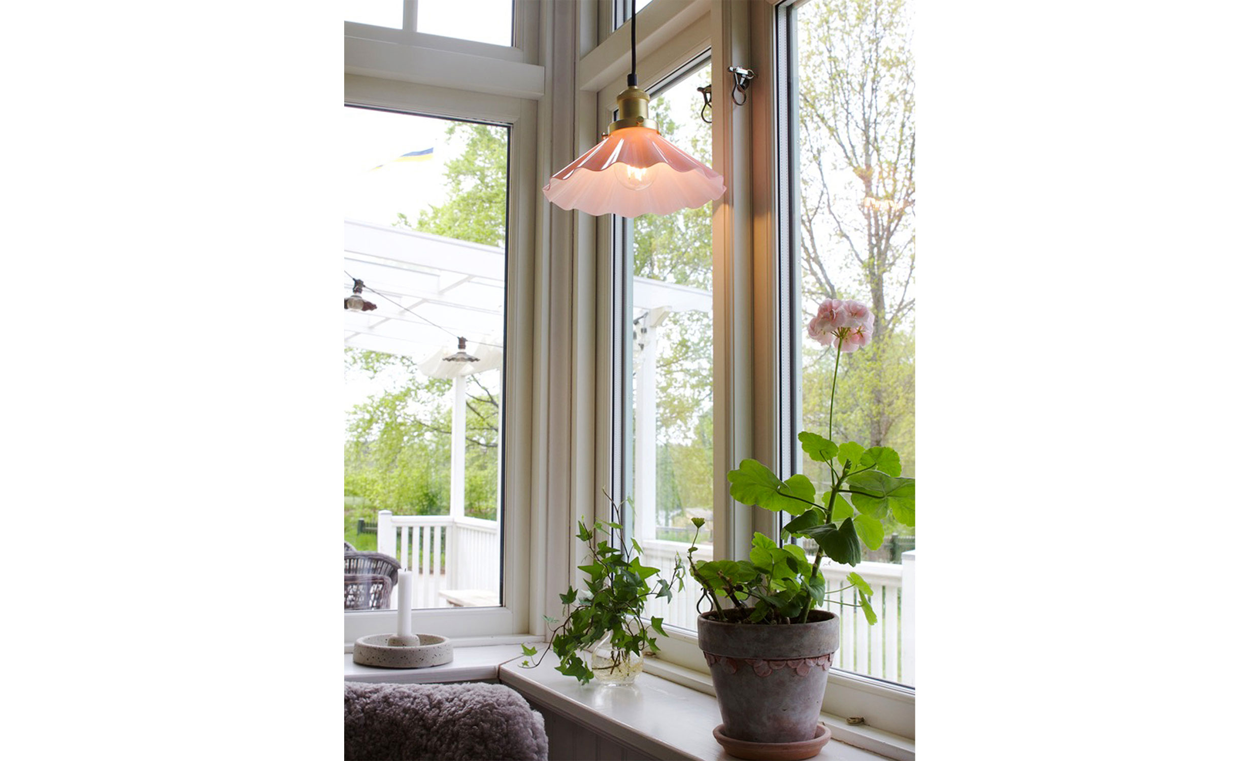AUGUST Fnsterlampa 25 cm Rosa