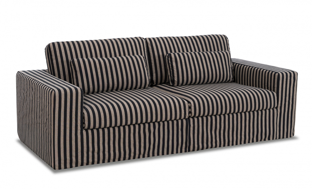 VIKELAND 3-sitssoffa Randig Beige/Svart i gruppen Vardagsrum / Soffor / 3-sits soffor hos SoffaDirekt.se (3196-VIK3S-0677A)