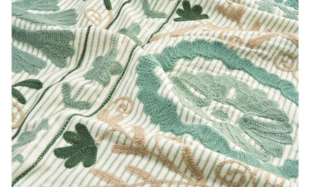 Bild nr 2 (SUZANI Broderad Pl�d Aqua/Vit)