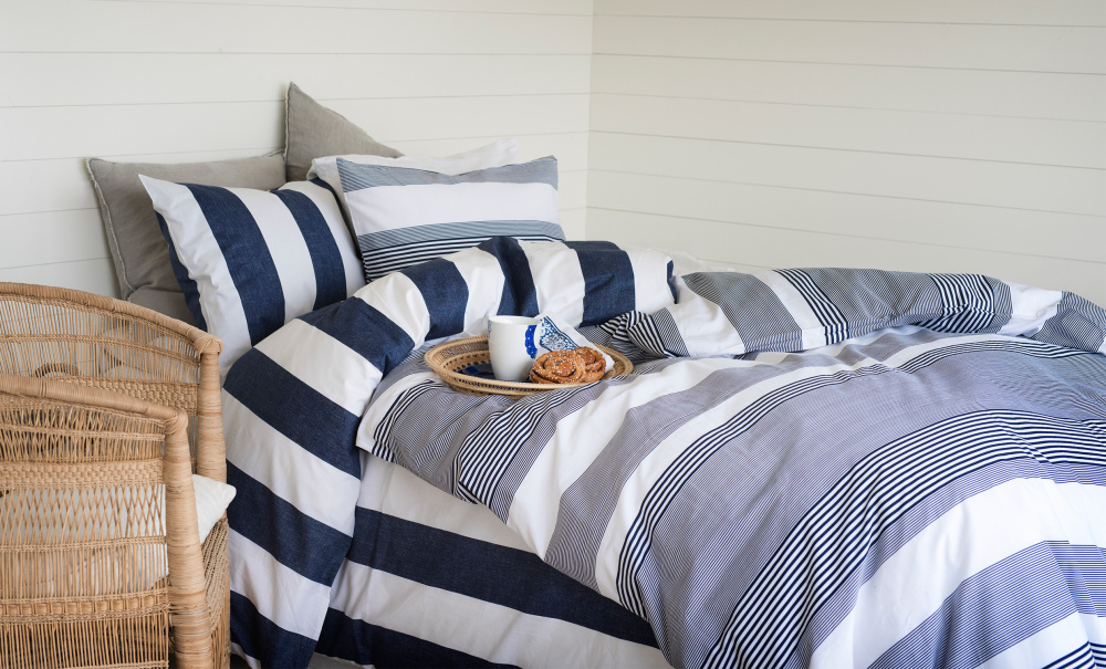 STRIPE Bddset Enkel Bl i gruppen Sovrum / Sovrumstextil / Sngklder hos SoffaDirekt.se (3327112)