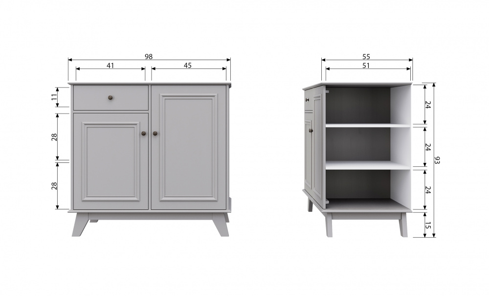 LILY Skp Ljusgr i gruppen Vardagsrum / Frvaringsmbler / Sideboards hos SoffaDirekt.se (340817-G)