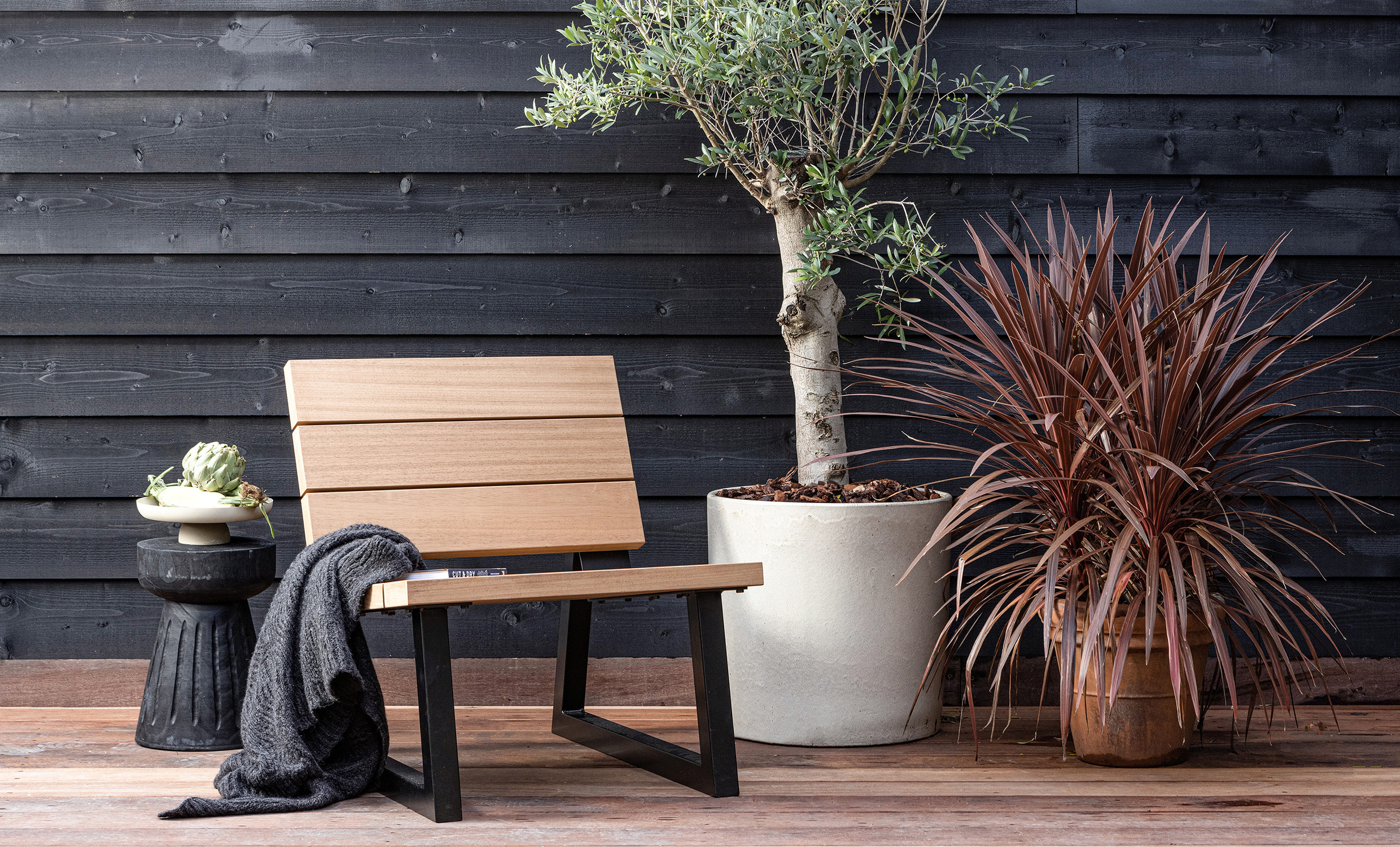 BANCO Utomhus Loungestol natur/svart