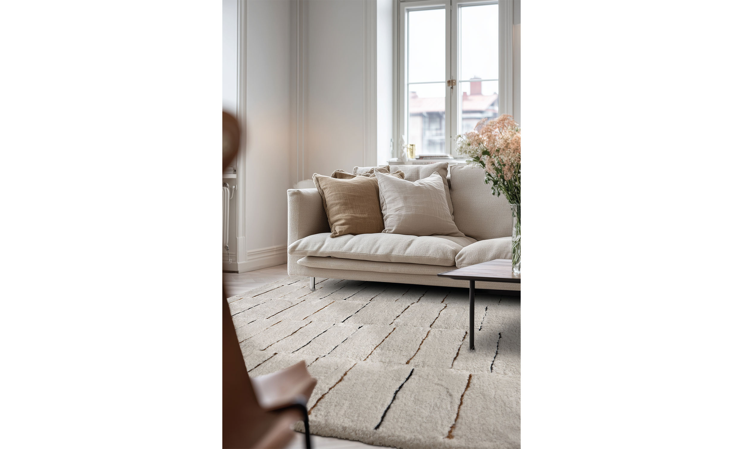 BELMONT Ryamatta 200x290 Beige/Vit