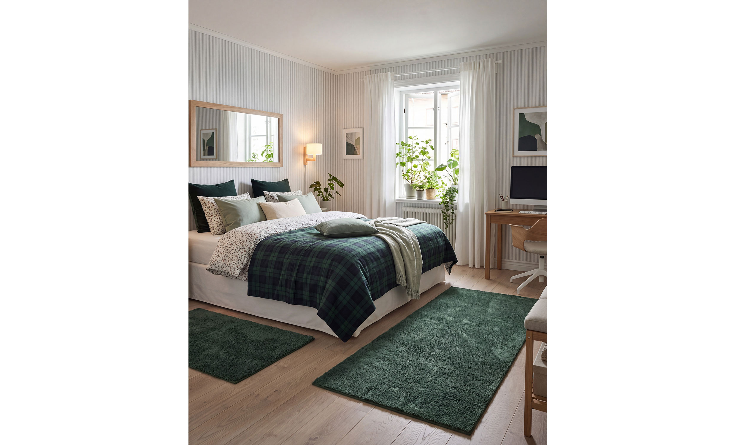 BIBBI Ryamatta 80x130 Mörkgrön