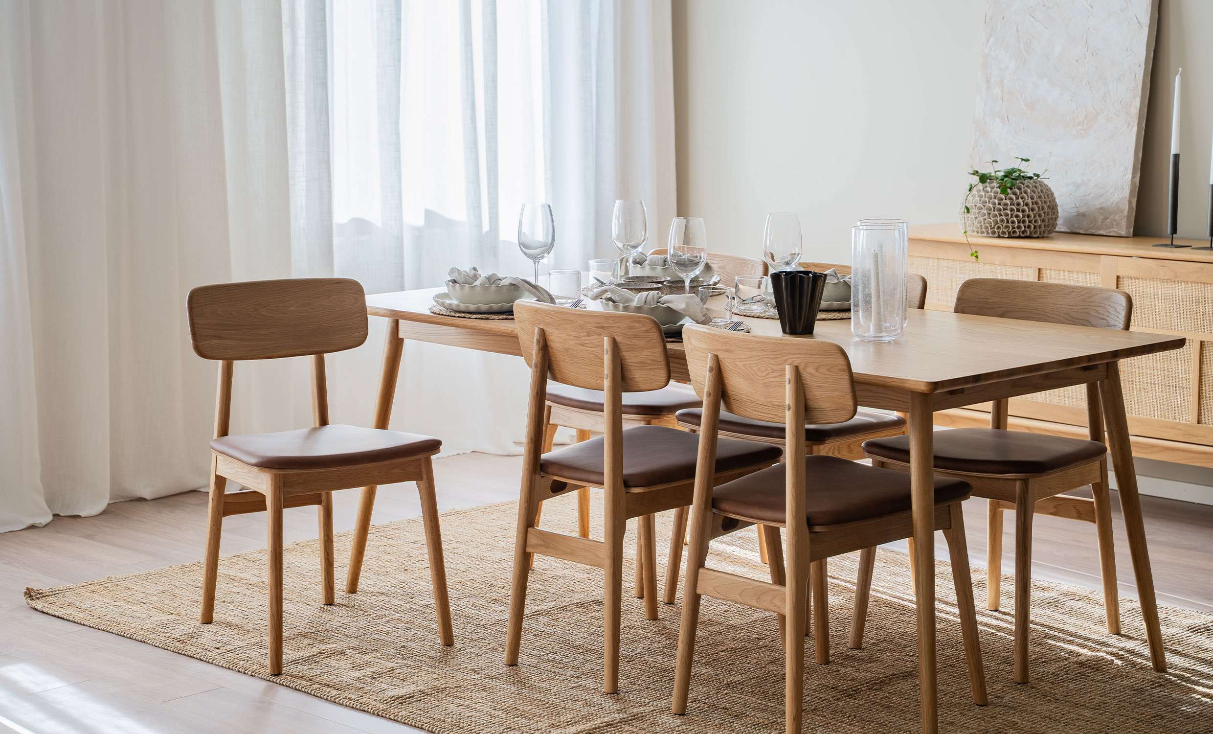 BLANCA 190/LINO Matgrupp 6 Stolar Ek/Brun