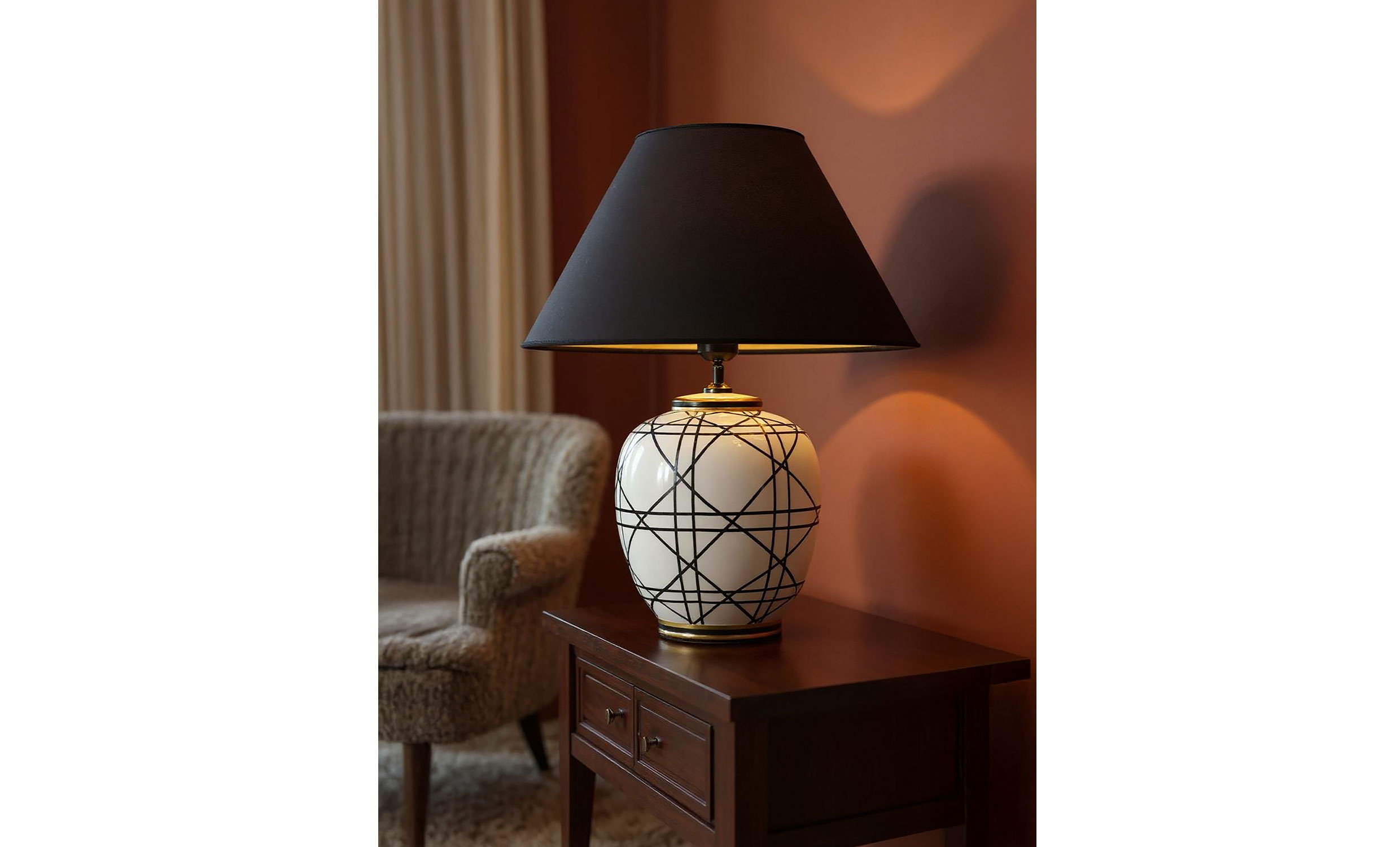 NEW YORK Bordslampa 45cm Svartvit
