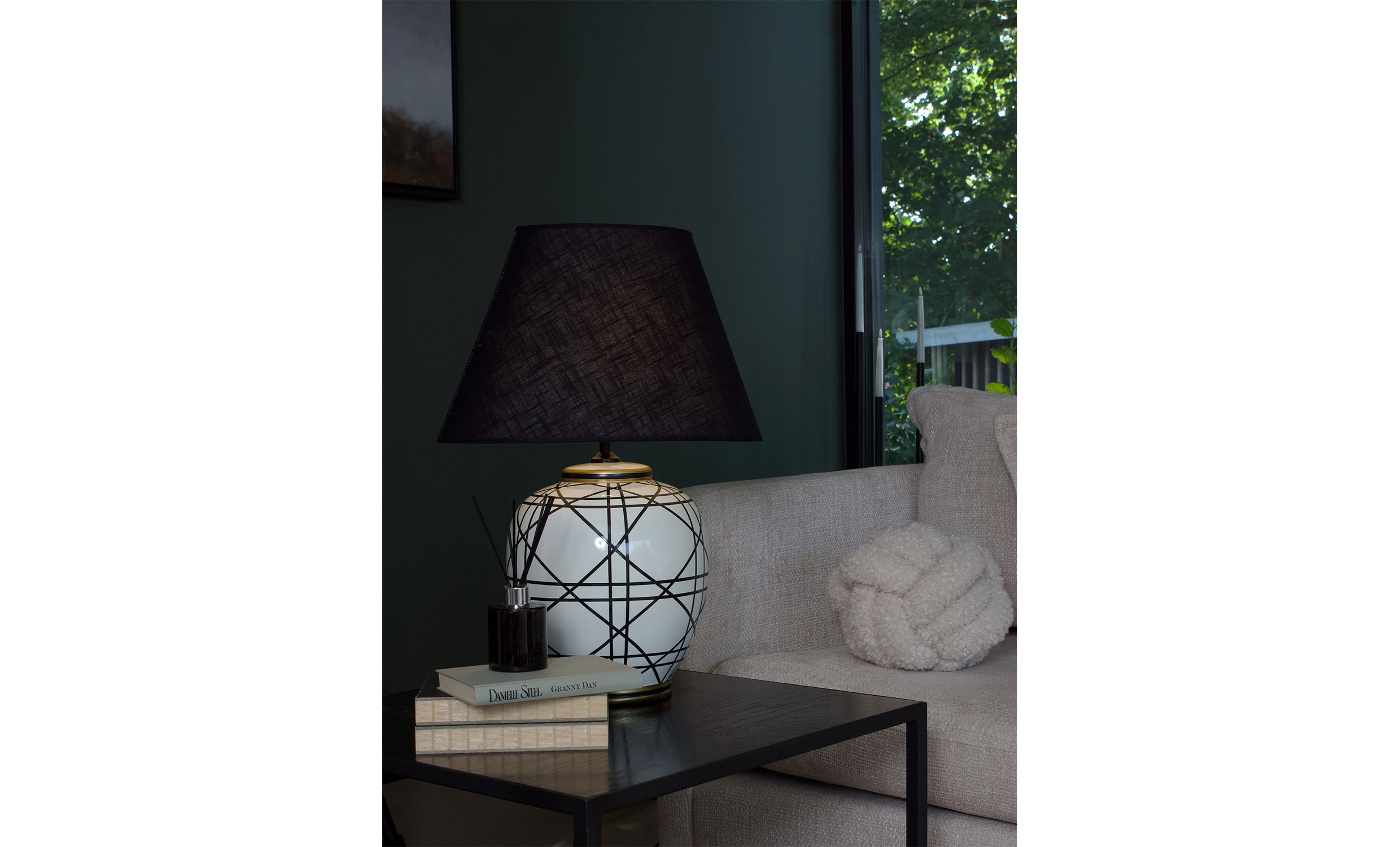 NEW YORK Lampfot 39cm Svartvit