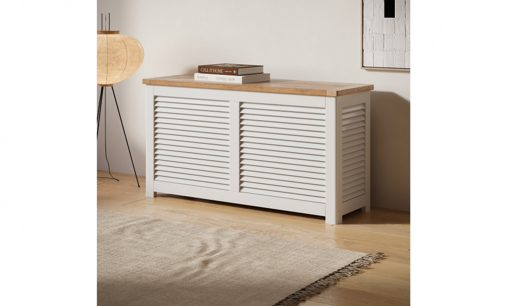 LAURA Frvaringslda Vit/Teak i gruppen Utembler / Frvaring / Dynboxar hos SoffaDirekt.se (5056012)