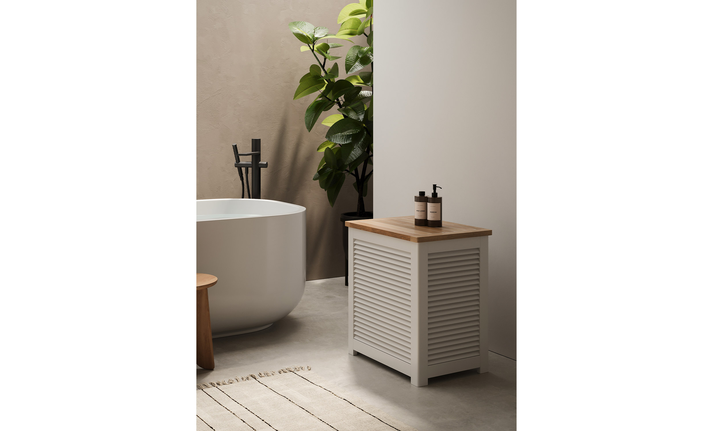 LAURA Förvaringsbänk Vit/Teak