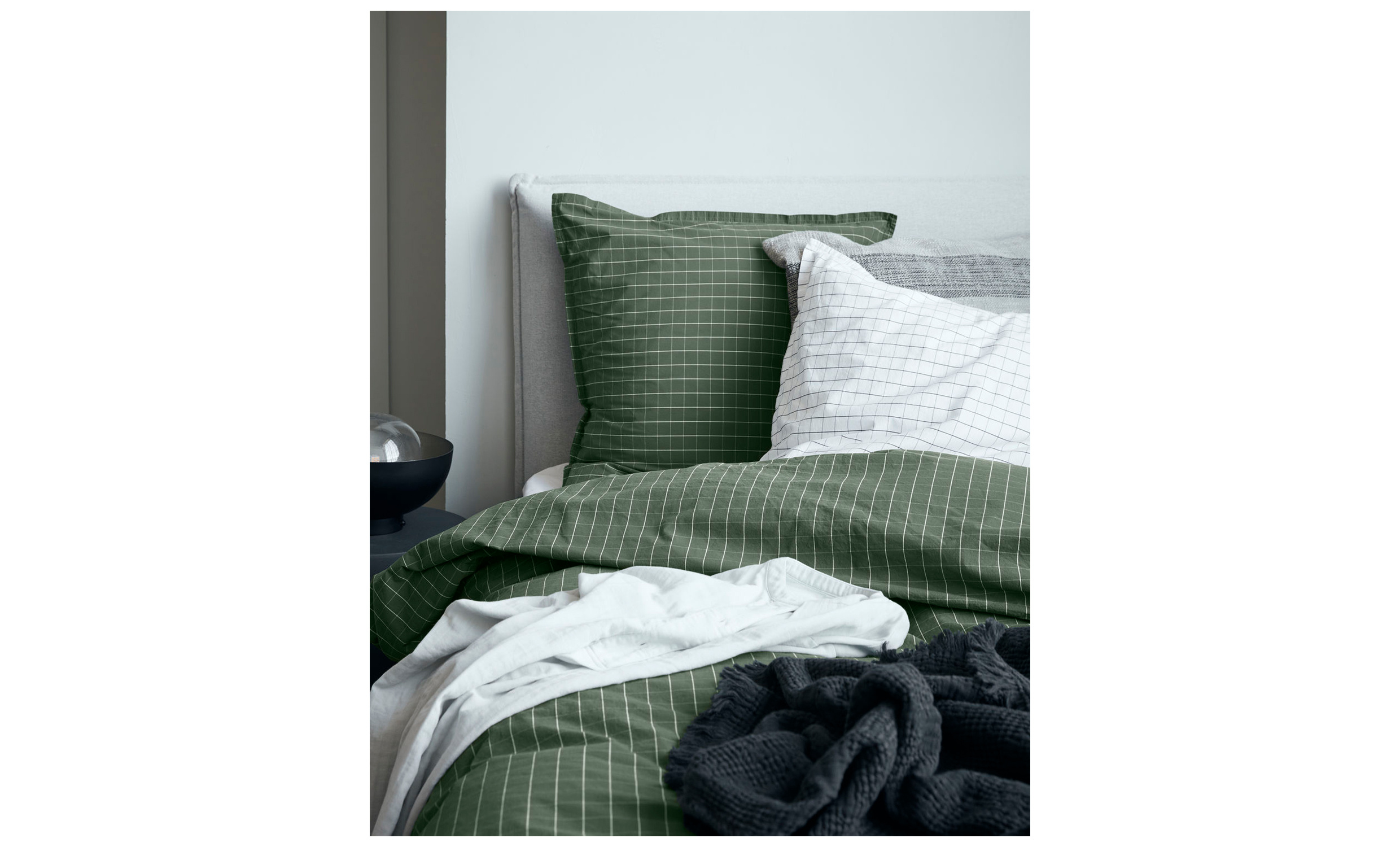 ERIKA Bddset Enkel Mrkgrn/Vit