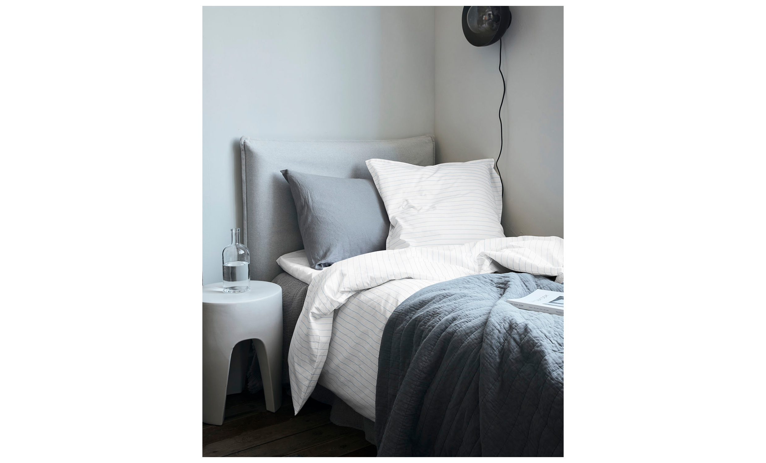 DAGNY Bddset Enkel Vit/Bl