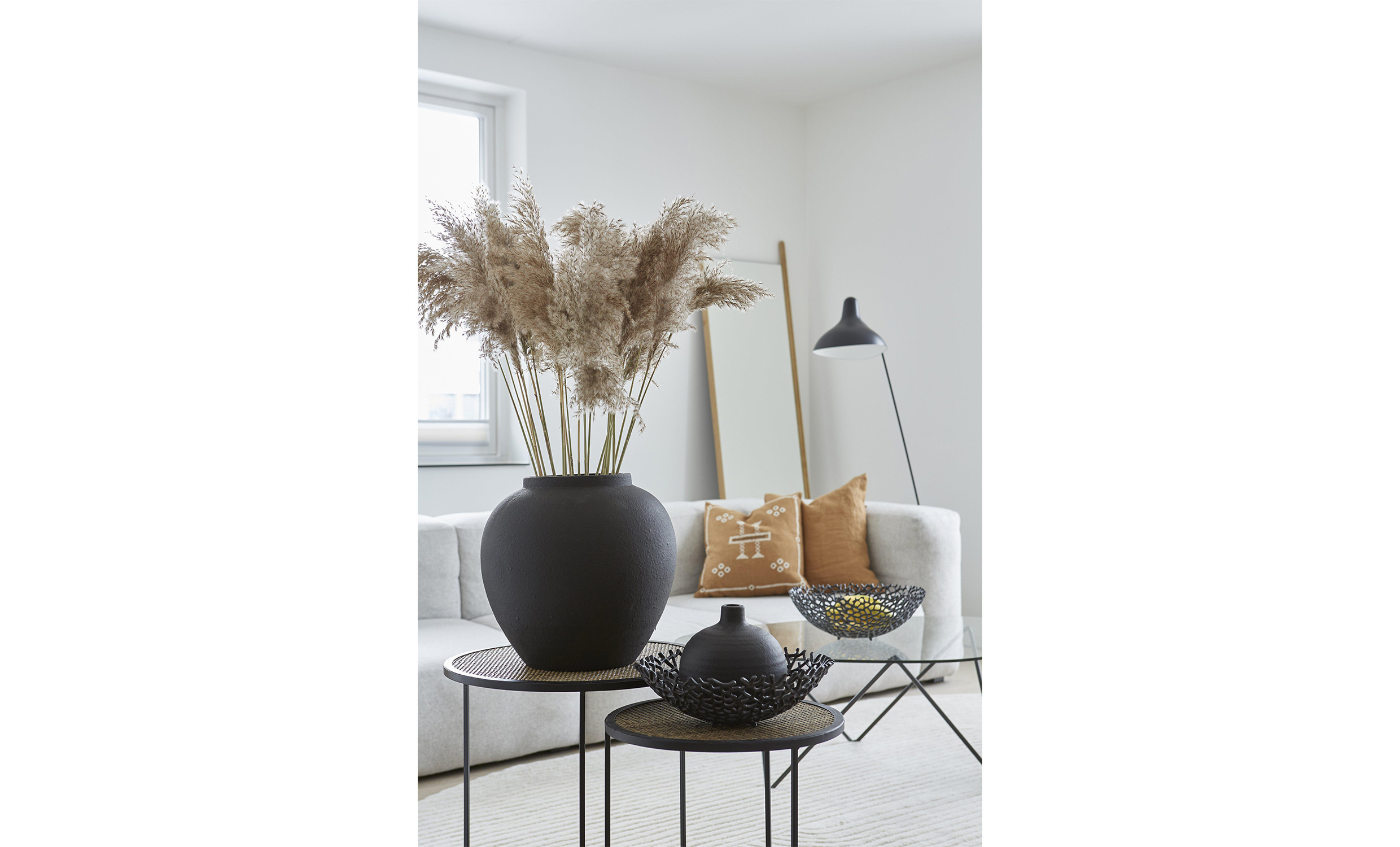 JUWANA Bord 2-Set Natur/Svart