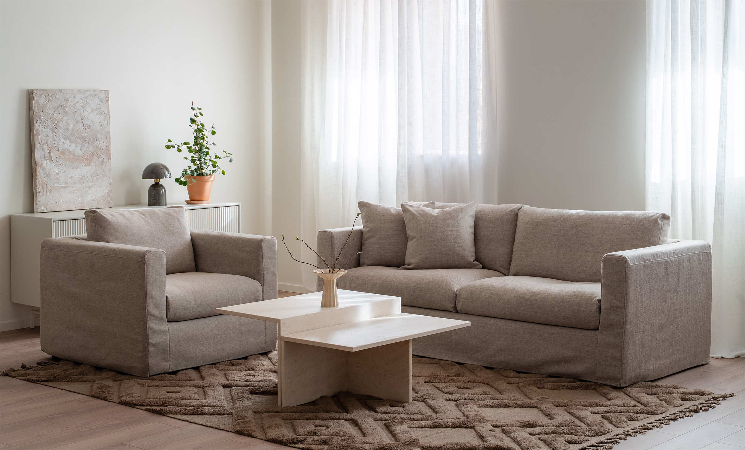 BRYCE 3,5-sitssoffa Sandbeige