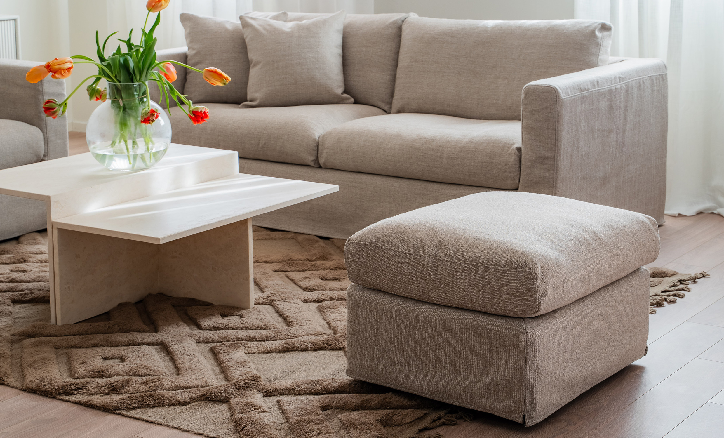 BRYCE Fotpall Sandbeige
