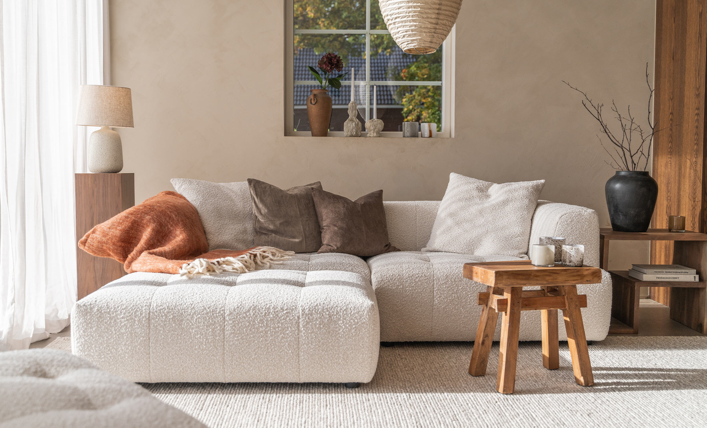 COCO Divansoffa Bouclé Vändbar Offwhite