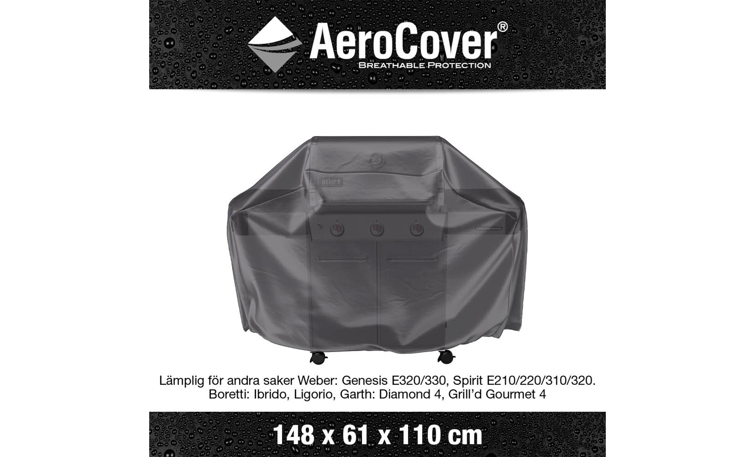 AEROCOVER Grillskydd 148x61x110 Antracit