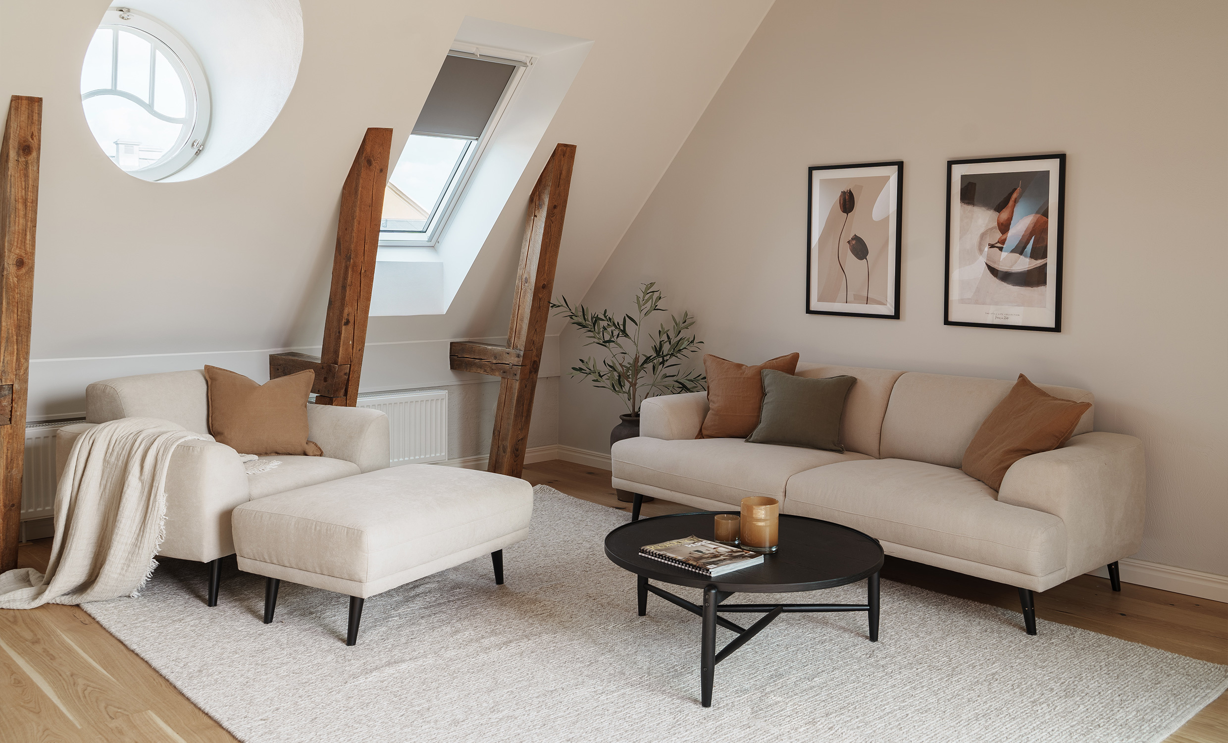 ANCONA Fotpall Beige