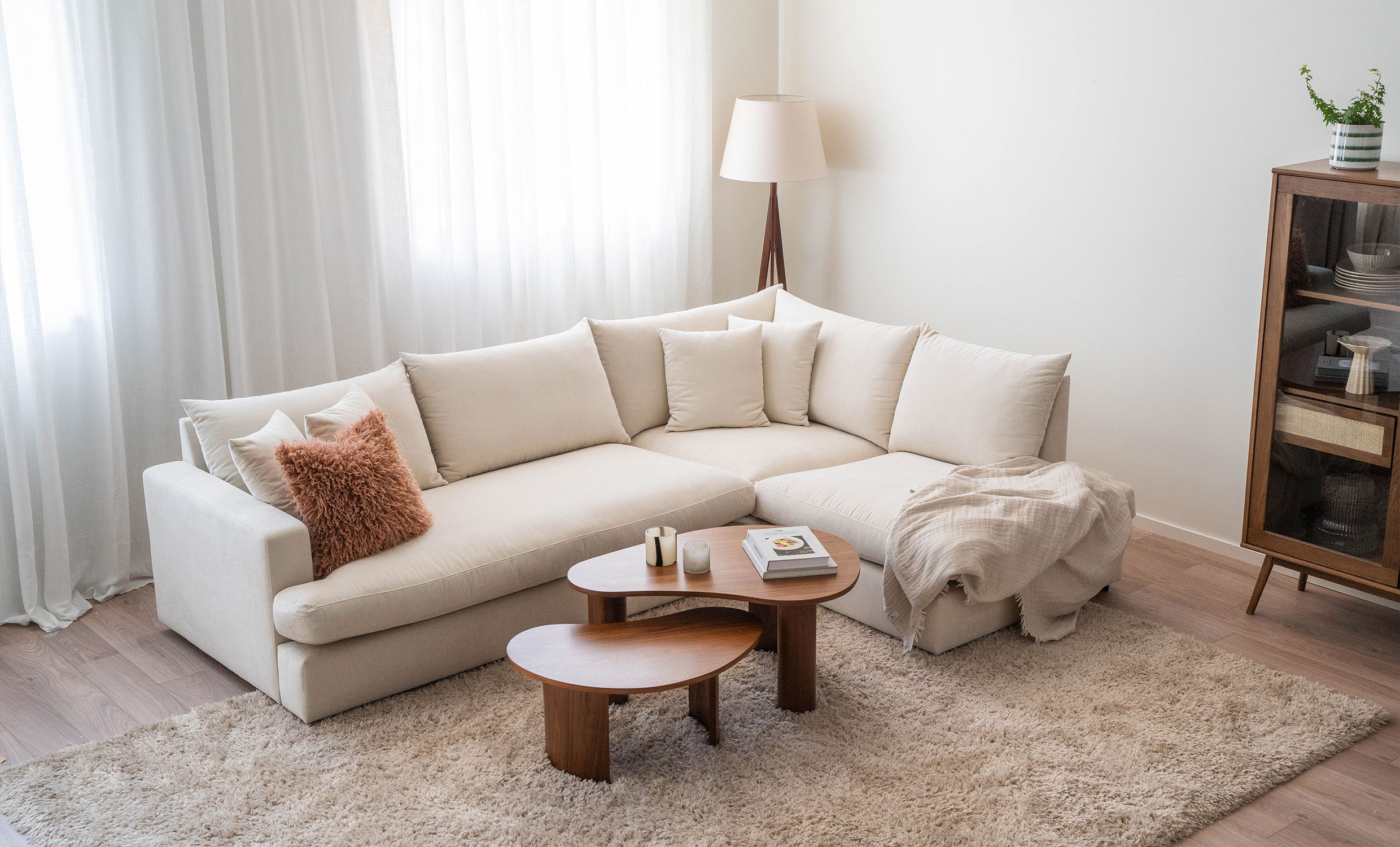 BOLNUEVO L-Soffa Hger Hel Dyna Beige