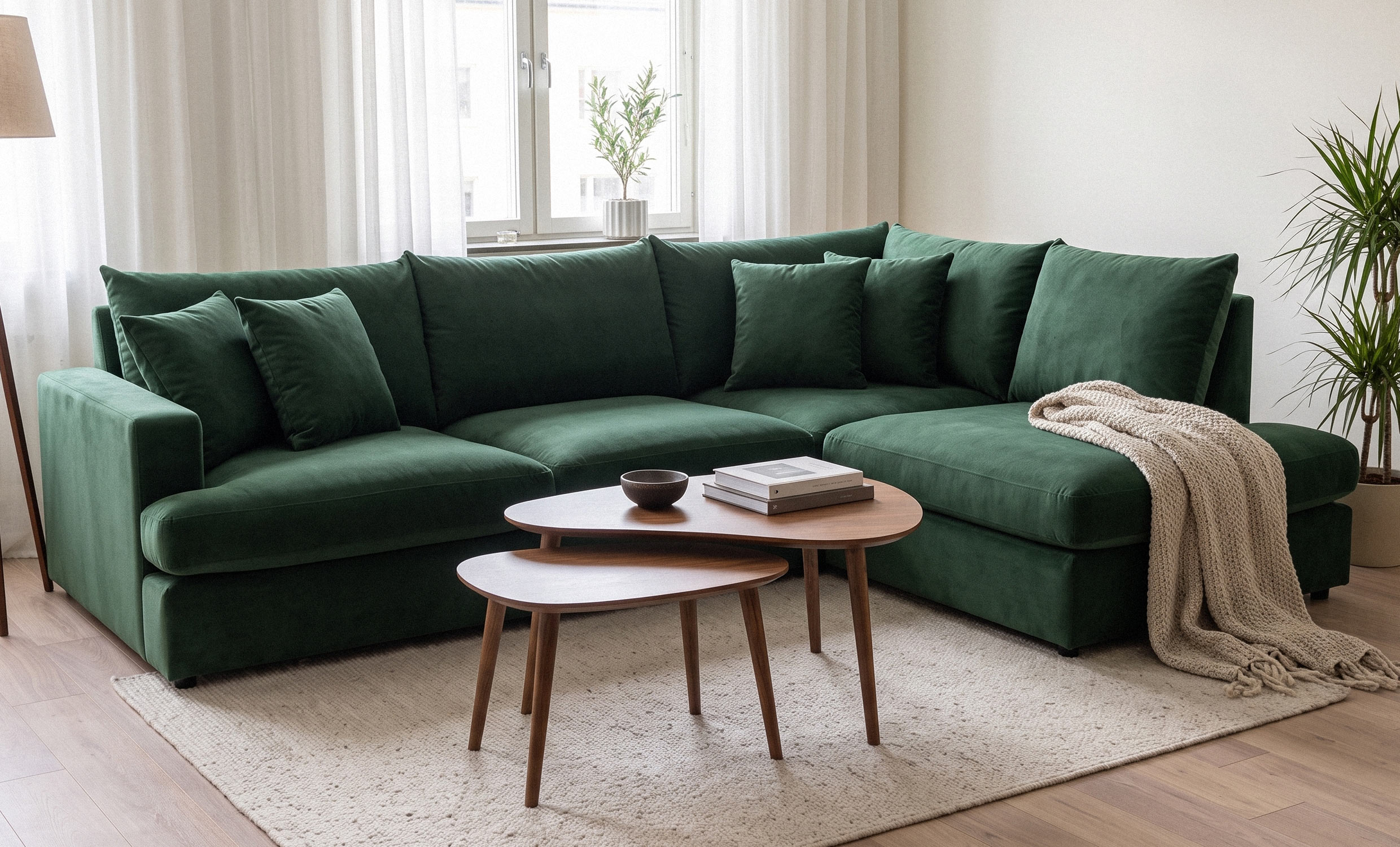 BOLNUEVO L-Soffa Höger Grön