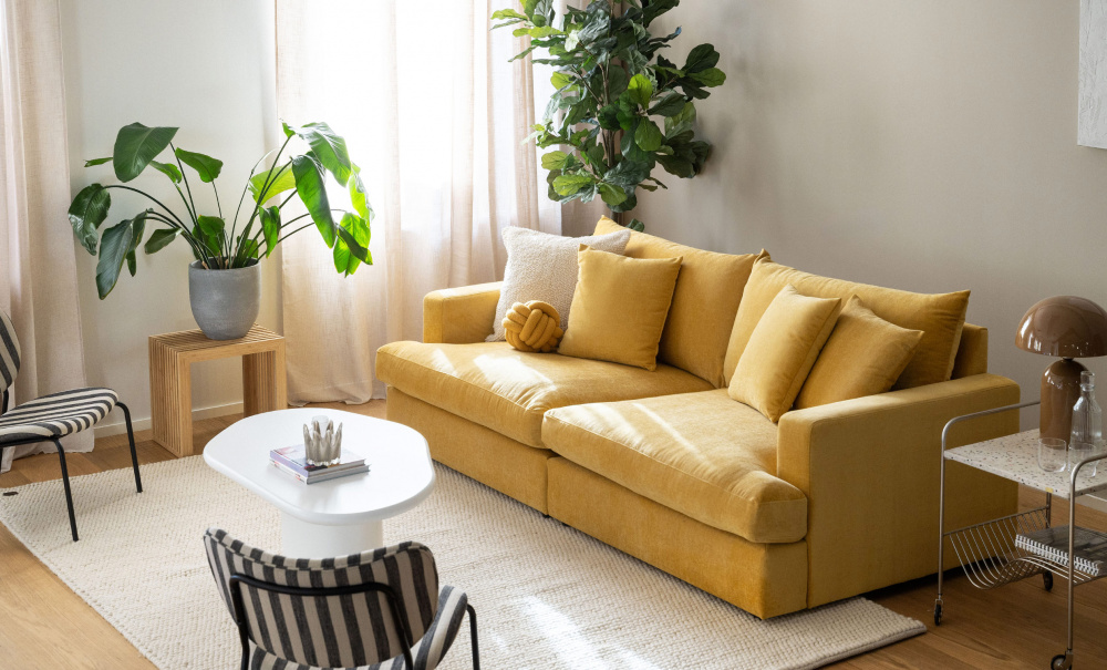 BOLNUEVO 3-sitssoffa Senapsgul i gruppen Vardagsrum / Soffor / 3-sits soffor hos SoffaDirekt.se (BOL-3S-CON16)