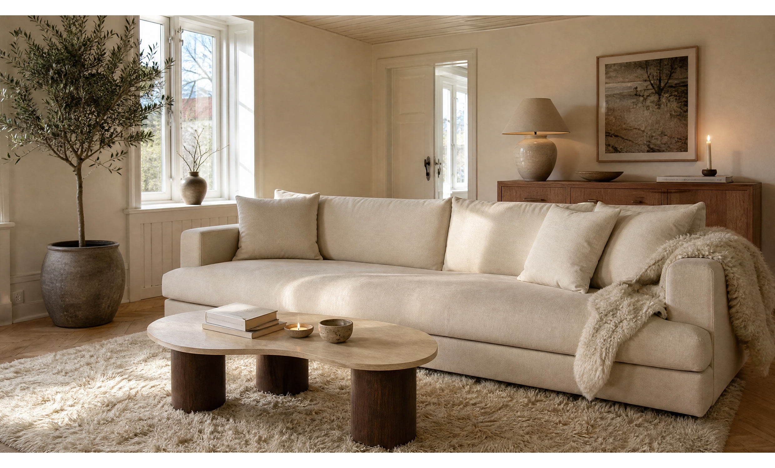 BOLNUEVO 4-sitssoffa Hel Dyna Beige