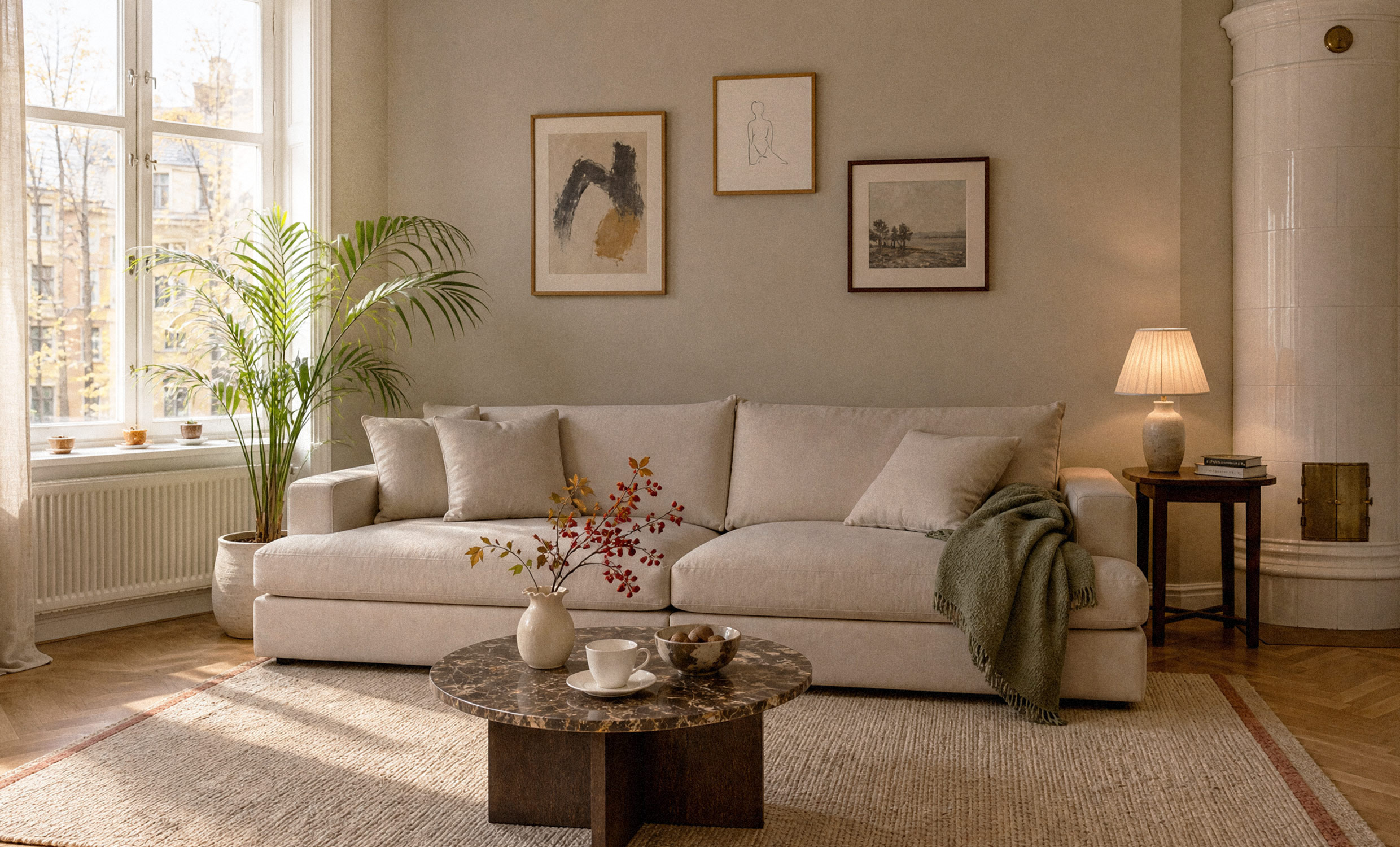 BOLNUEVO 4-sitssoffa Beige