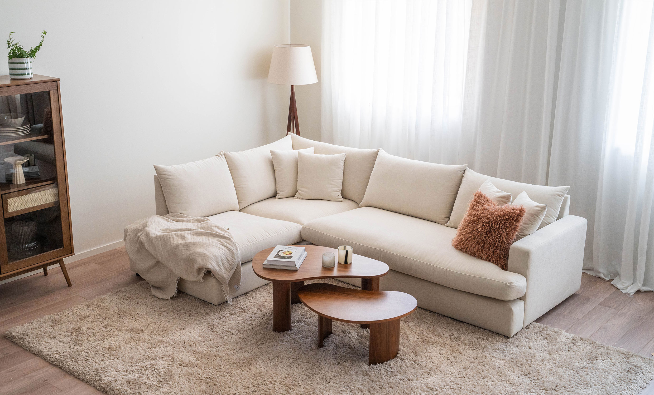 BOLNUEVO L-Soffa Vnster Hel Dyna Beige