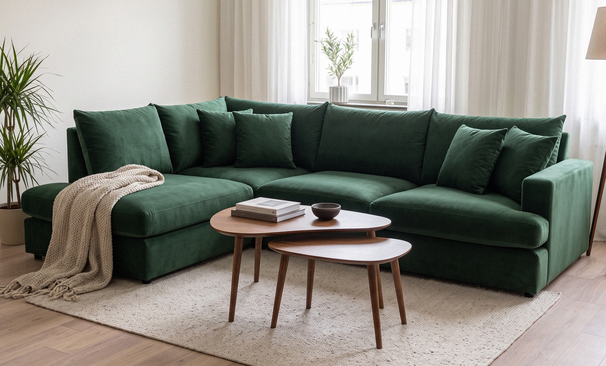 BOLNUEVO L-Soffa Vänster Grön