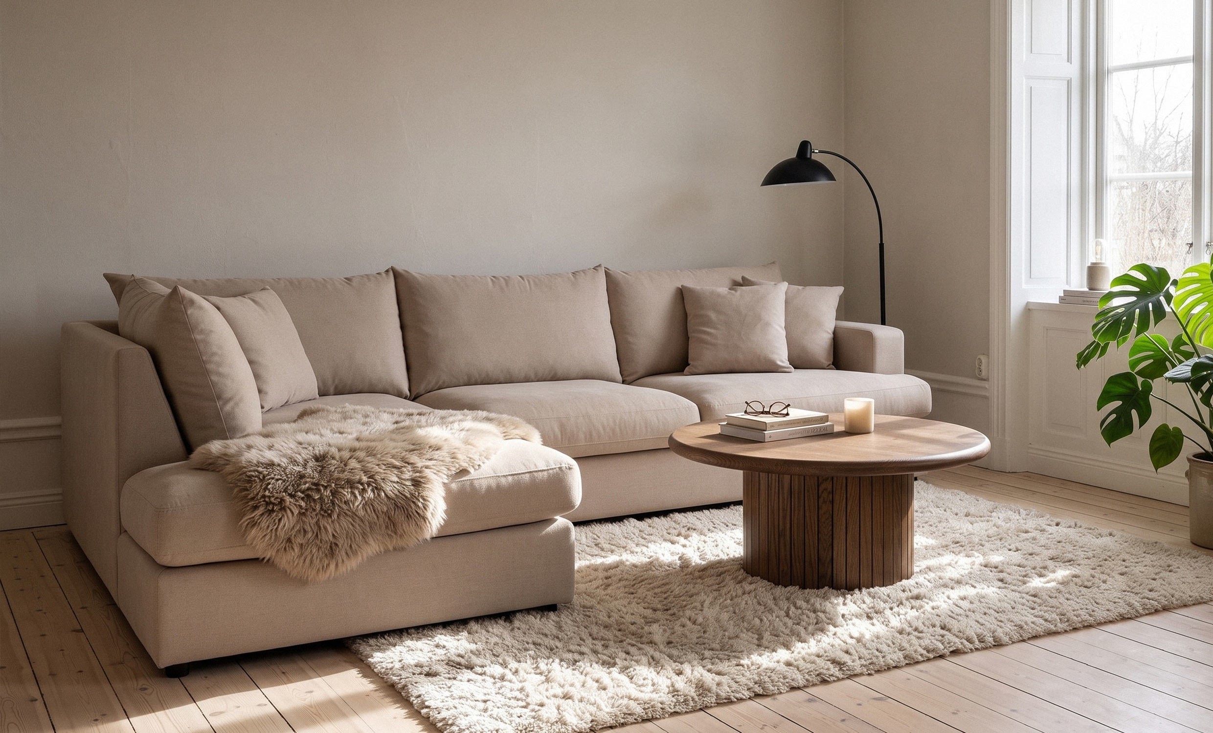 BOLNUEVO L-Soffa Vänster Beige