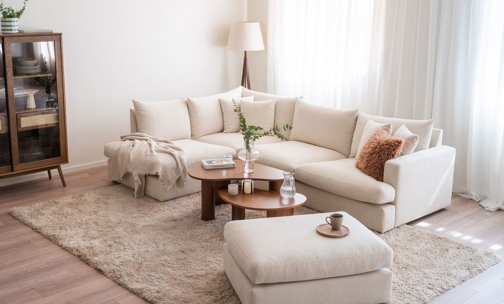 BOLNUEVO Fotpall Beige i gruppen Vardagsrum / Soffor / Fotpallar hos SoffaDirekt.se (BOL-FS-CON2)