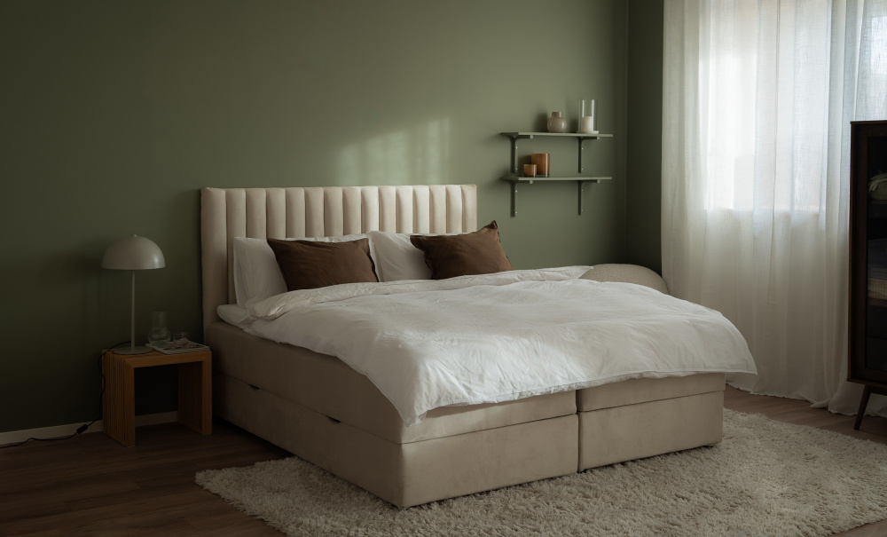 DANVIK/PENNY 180 Sngpaket Sammet Beige i gruppen Sovrum / Sngar / Sngar 180 hos SoffaDirekt.se (DAN-PENSG180-MO02)