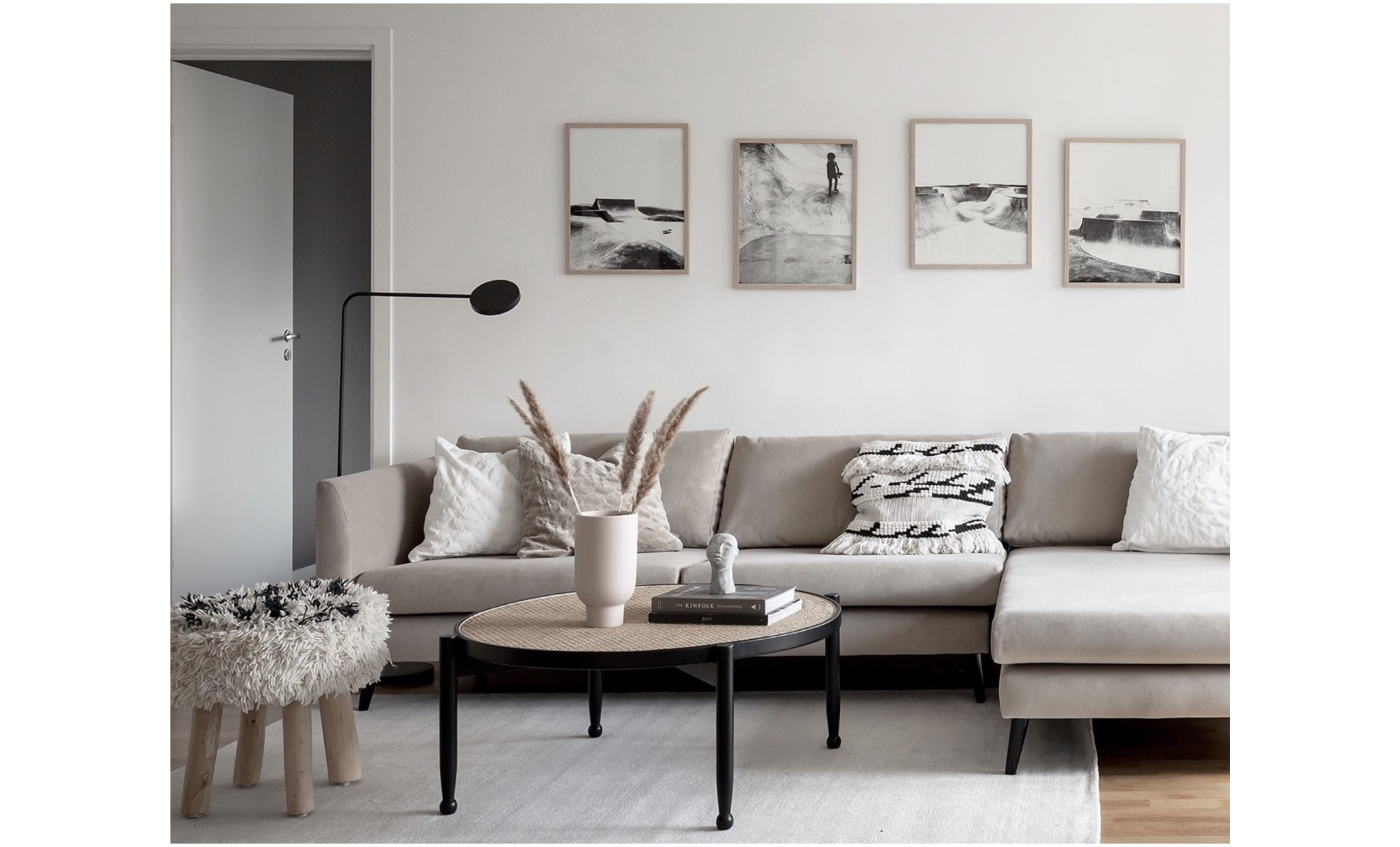 DJURSHOLM Divansoffa Hger Sammet Greige