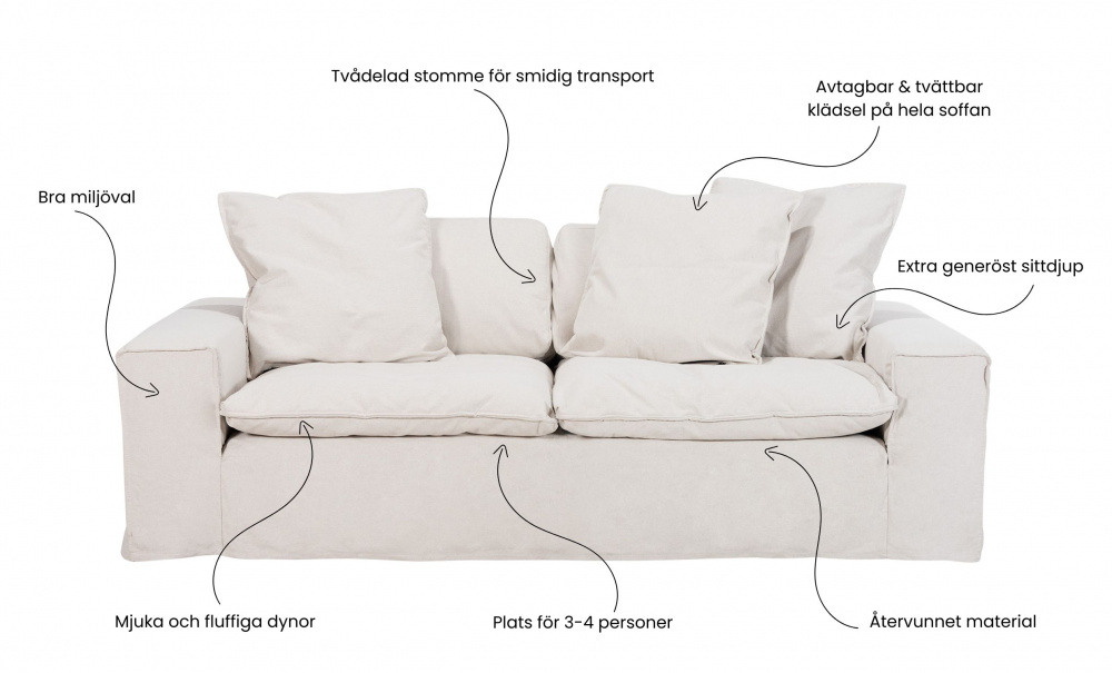 DOVER Grand Deluxe 3-sitssoffa Sandbeige i gruppen Vardagsrum / Soffor / 3-sits soffor hos SoffaDirekt.se (DO3SBR001)