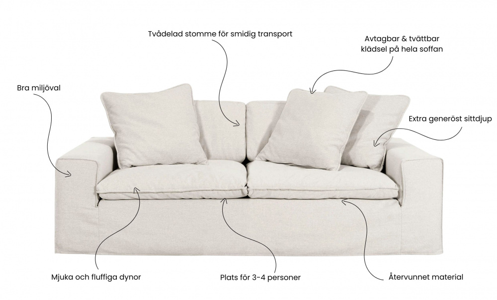 DOVER Grand Deluxe 3-sitssoffa Greige i gruppen Vardagsrum / Soffor / 3-sits soffor hos SoffaDirekt.se (DO3SNAGR)