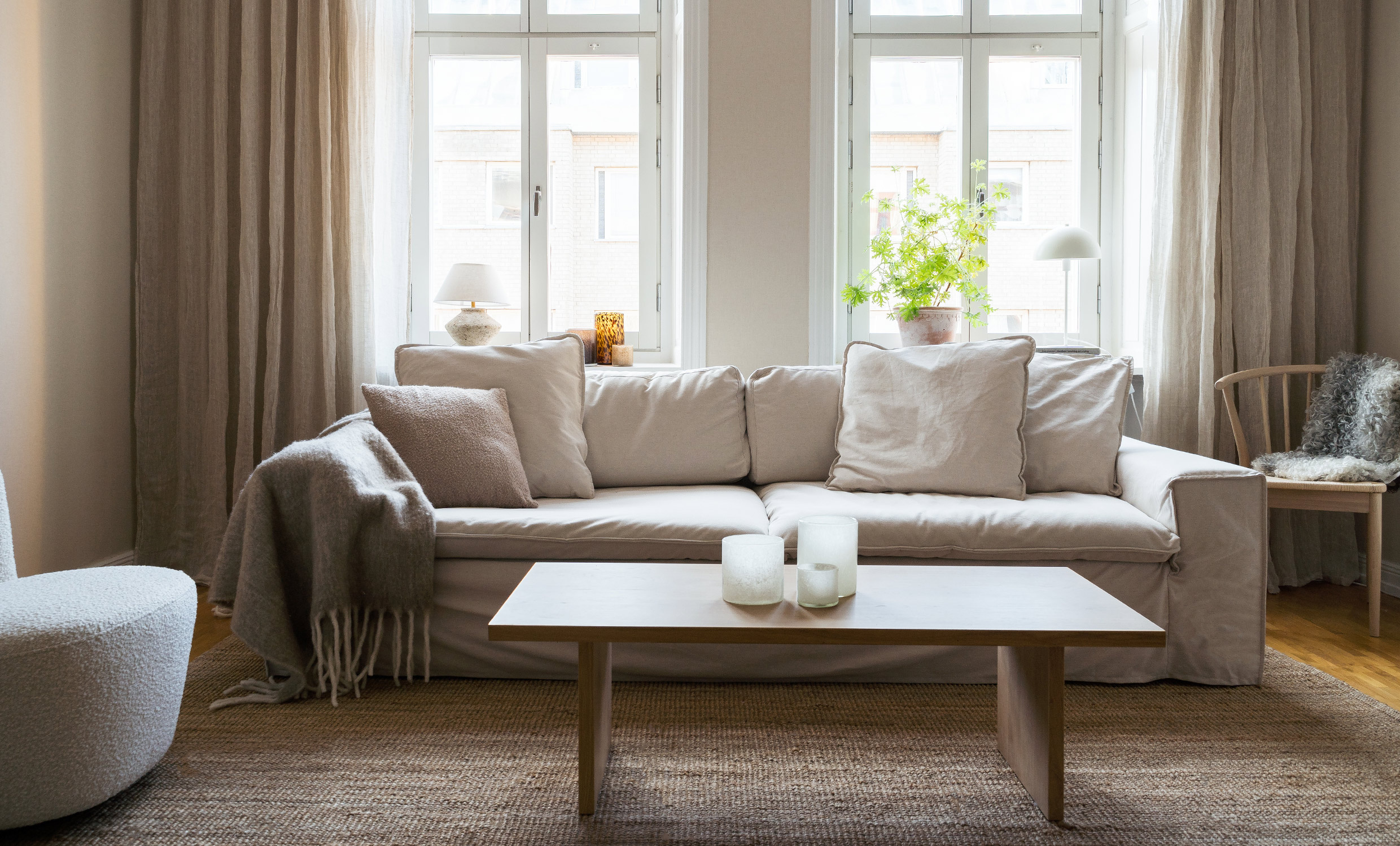 DOVER Grand Deluxe 4-sitssoffa Linnebeige