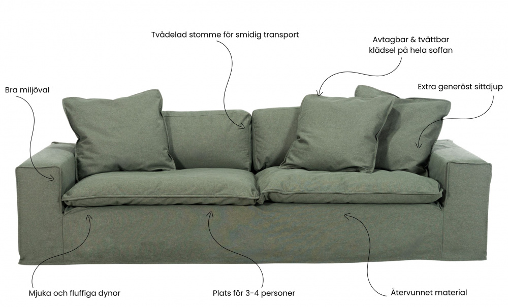 DOVER Grand Deluxe 4-sitssoffa Grn i gruppen Vardagsrum / Soffor / 4-sits soffor hos SoffaDirekt.se (DO4SBR801)