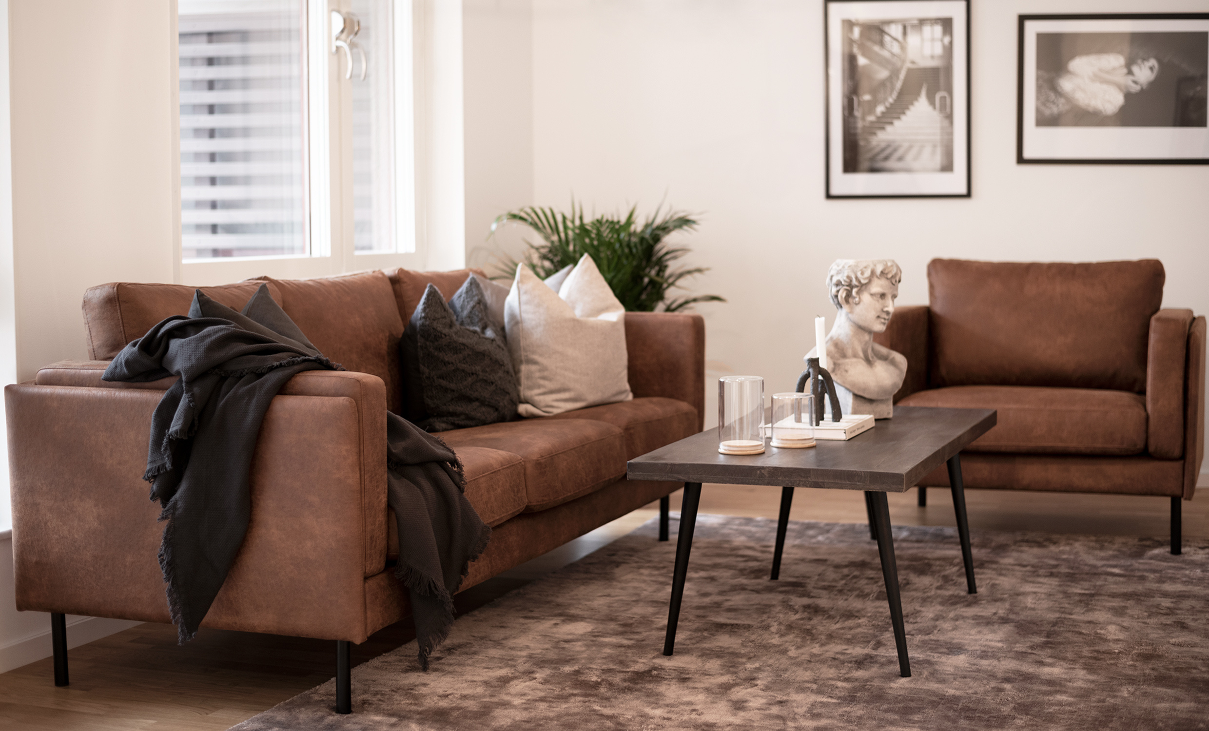 EKSUND 3-sits Cognac