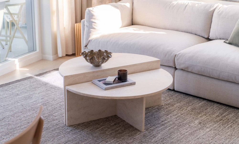 VERA Soffbord D95 Beige i gruppen Vardagsrum / Soffbord / Marmorbord hos SoffaDirekt.se (H000024494)