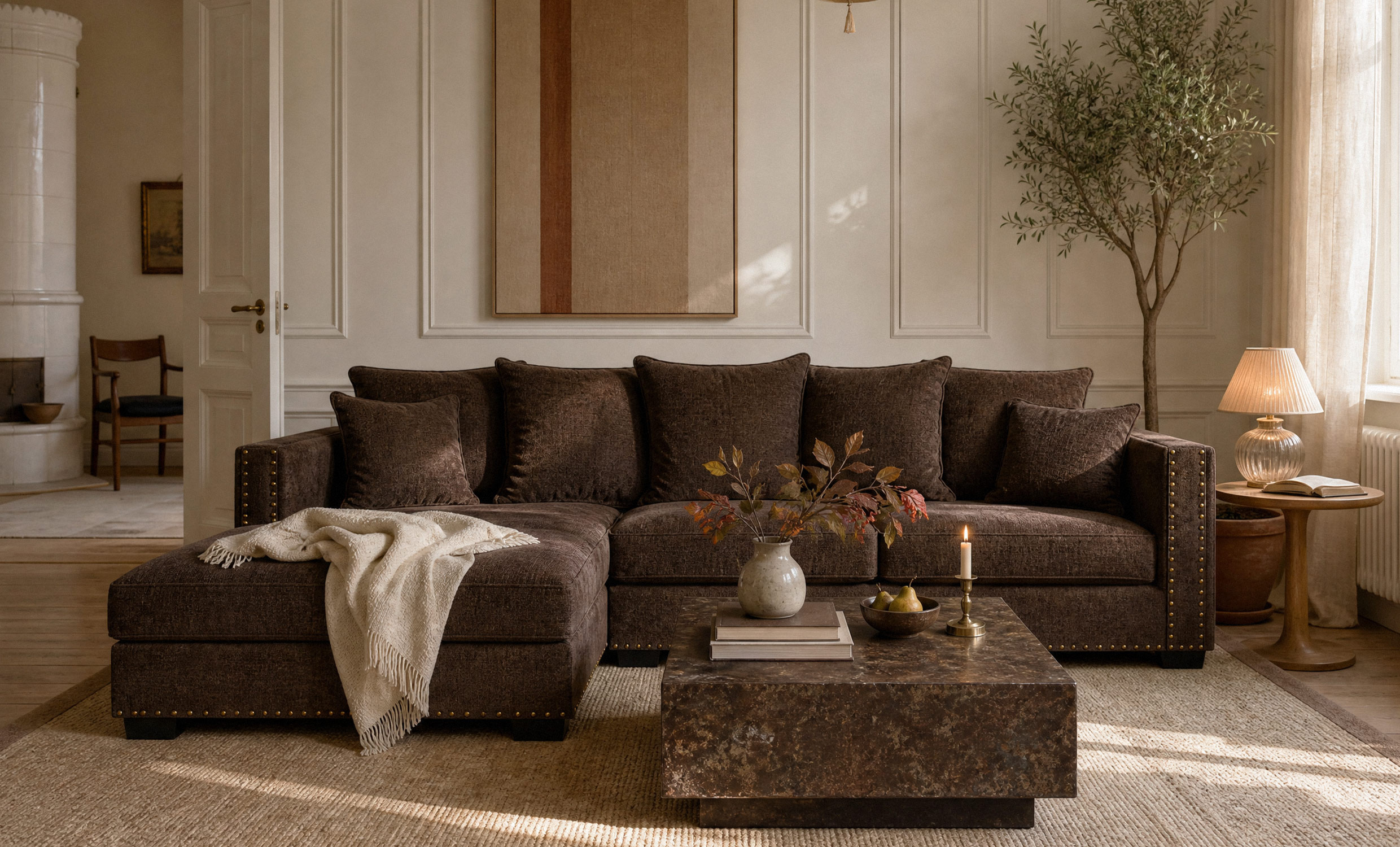 MANHATTAN Divansoffa Vänster Brun