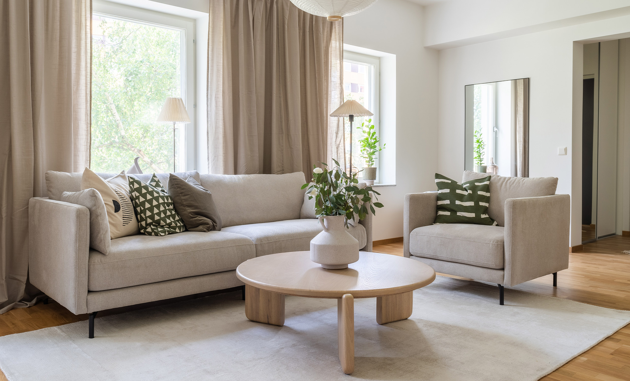 LINDE 3-Sitssoffa Beige