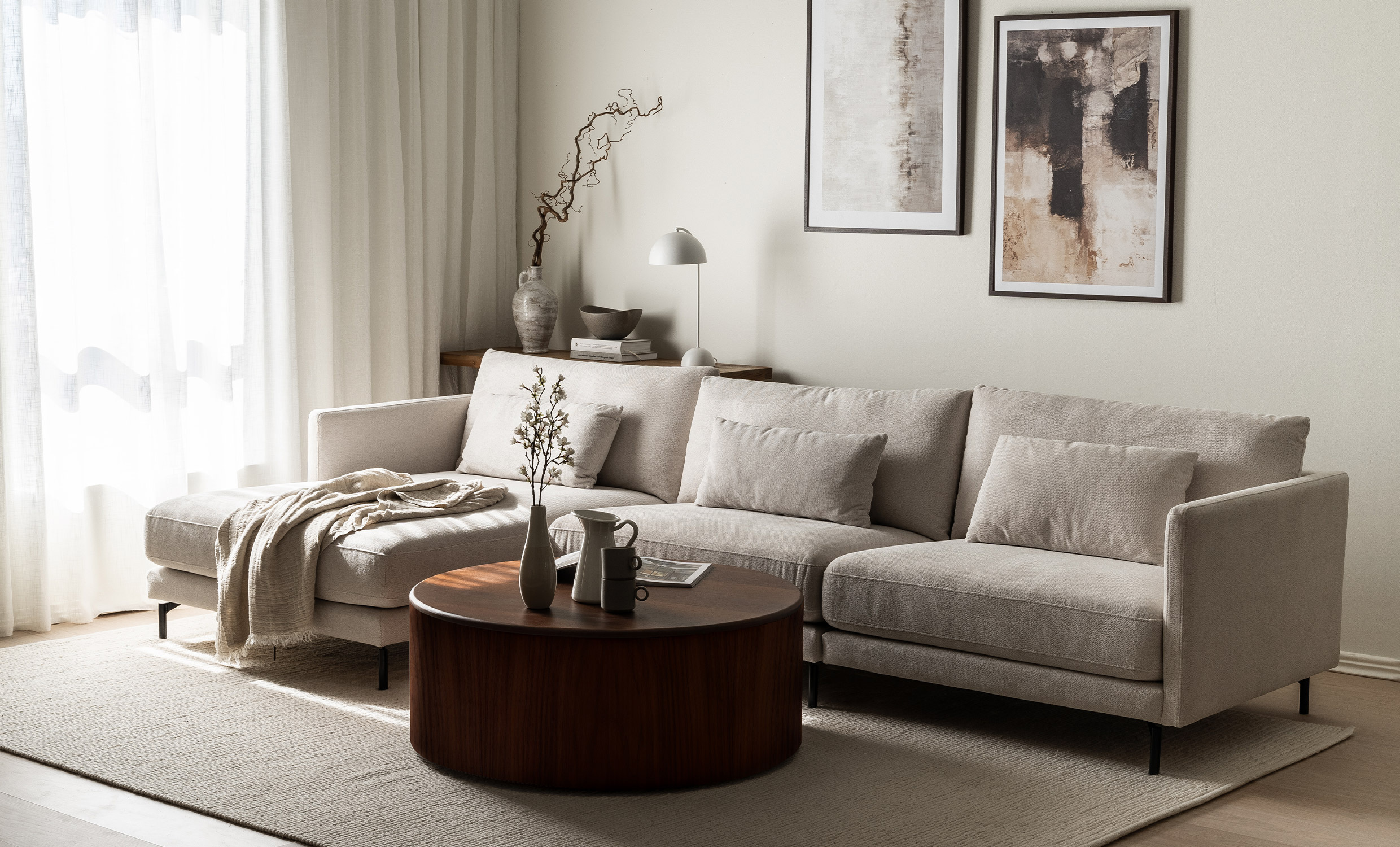 LINDE Divansoffa Large Vnster Offwhite