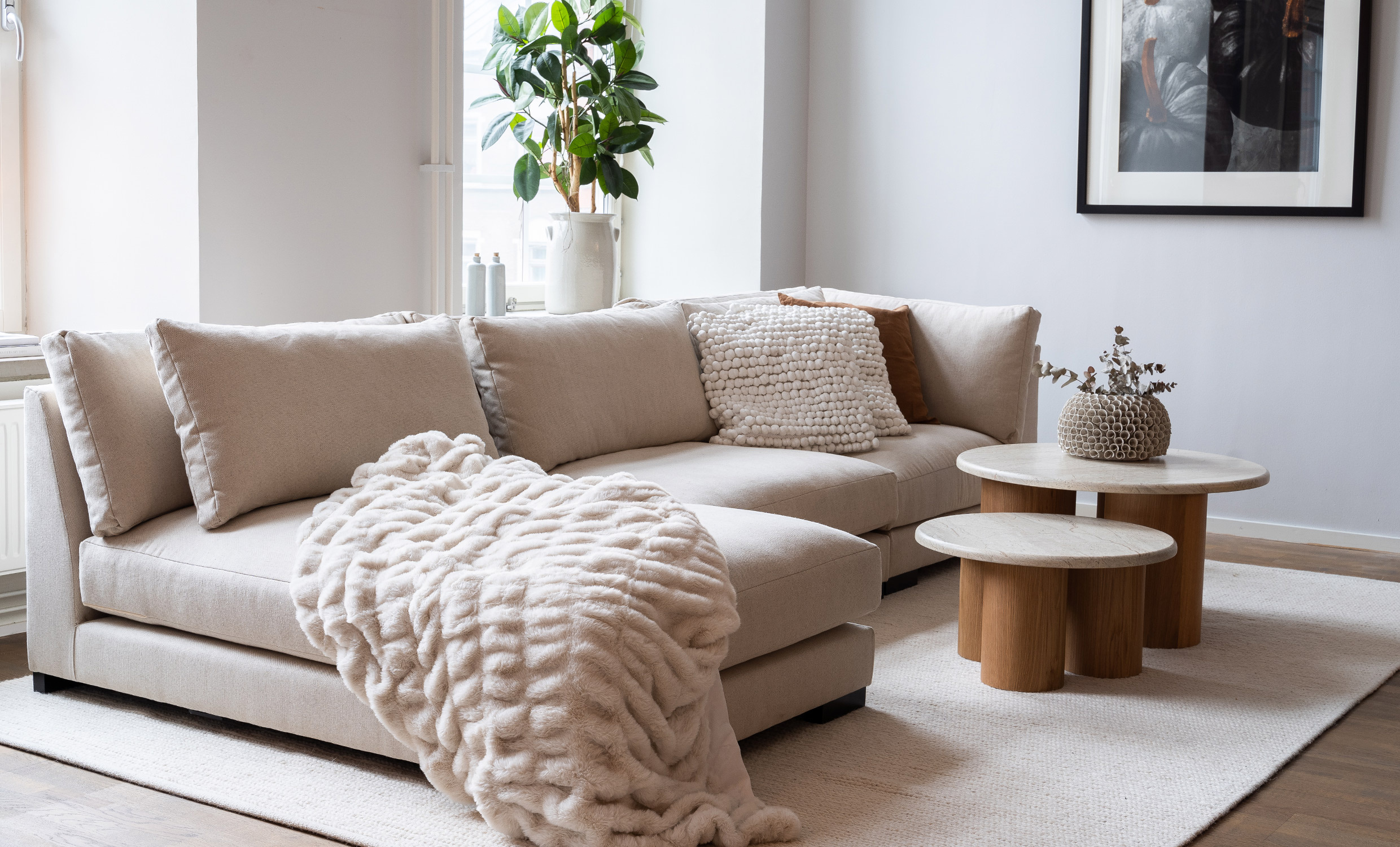 LYON U-Soffa Vndbar Beige