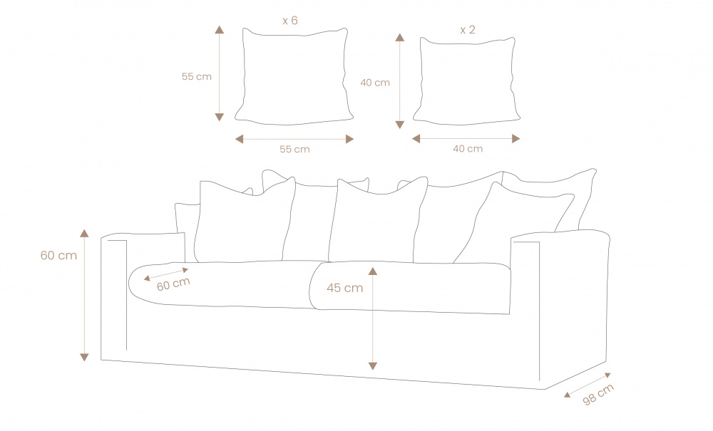 MONACO PREMIUM 3-sitssoffa Beige i gruppen Vardagsrum / Soffor / 3-sits soffor hos SoffaDirekt.se (MO3SBE)