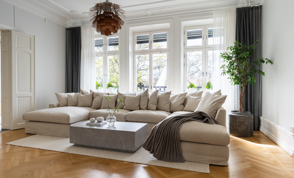 MONACO PREMIUM U-Soffa Vnster Beige i gruppen Vardagsrum / Soffor / U-Soffor hos SoffaDirekt.se (MOA3DBE)