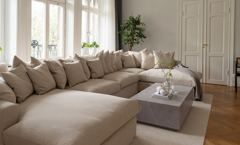 MONACO PREMIUM U-Soffa Vnster Beige i gruppen Vardagsrum / Soffor / U-Soffor hos SoffaDirekt.se (MOA3DBE)