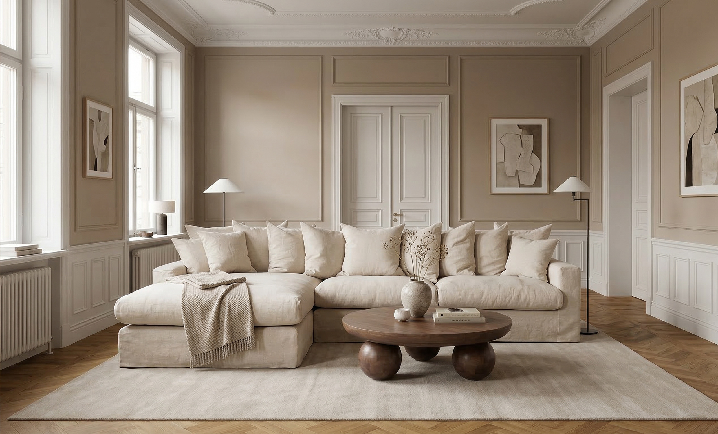 MONACO Divansoffa V�nster Beige
