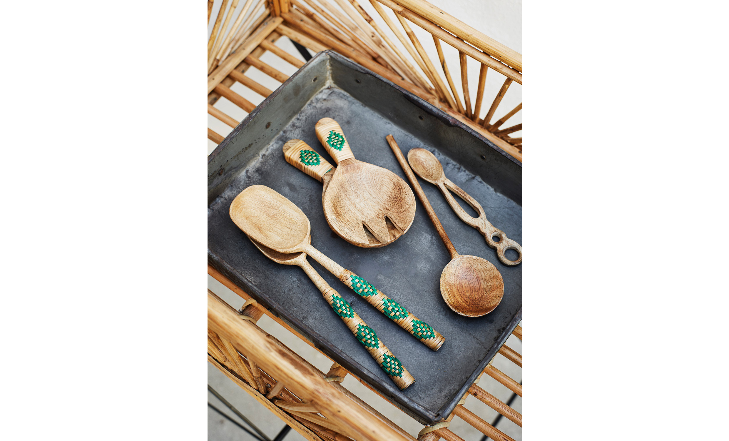 SERVERINGSBESTICK Mangotr Natur/Grn