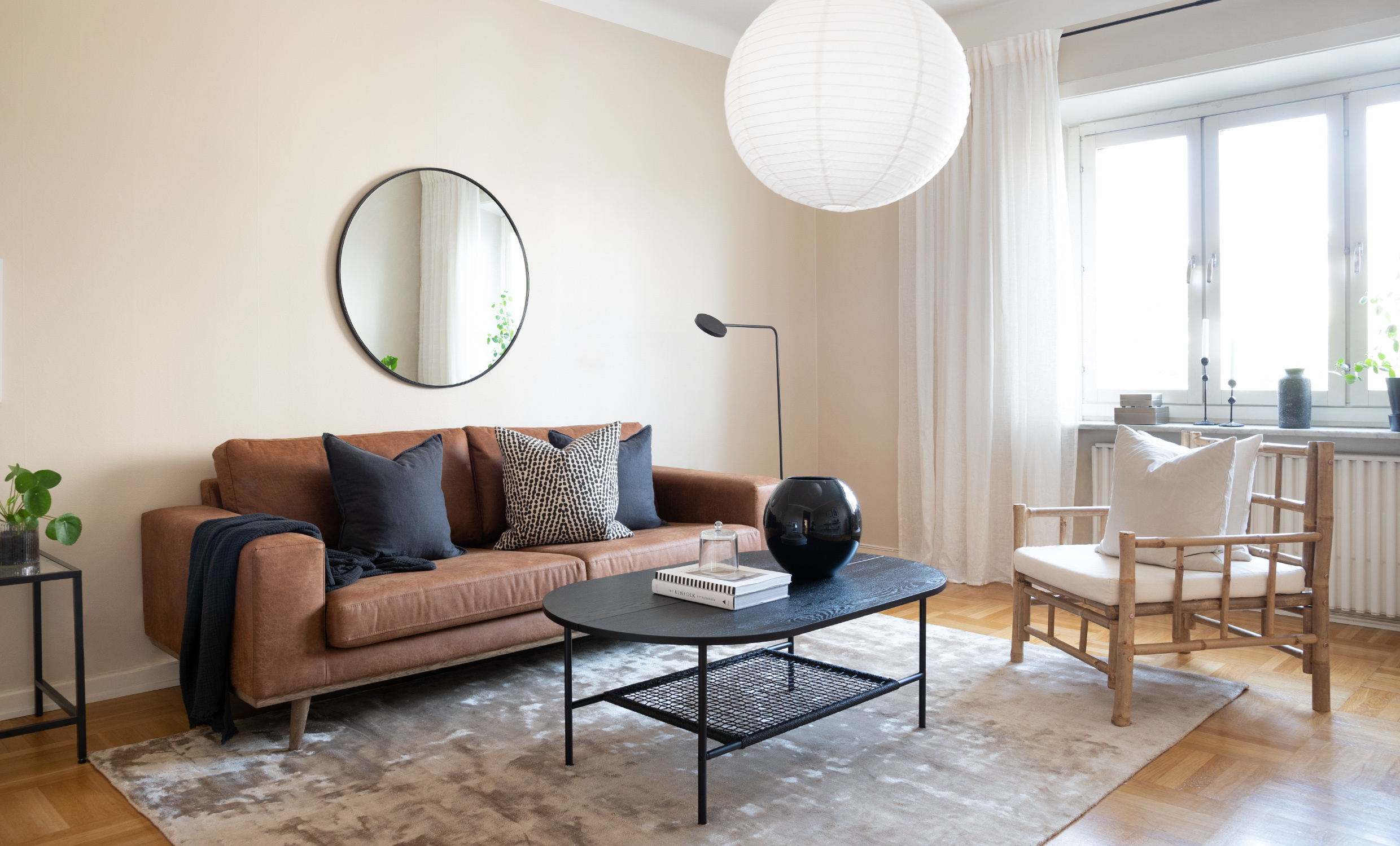 STOCKHOLM Leather 3-sits Cognac
