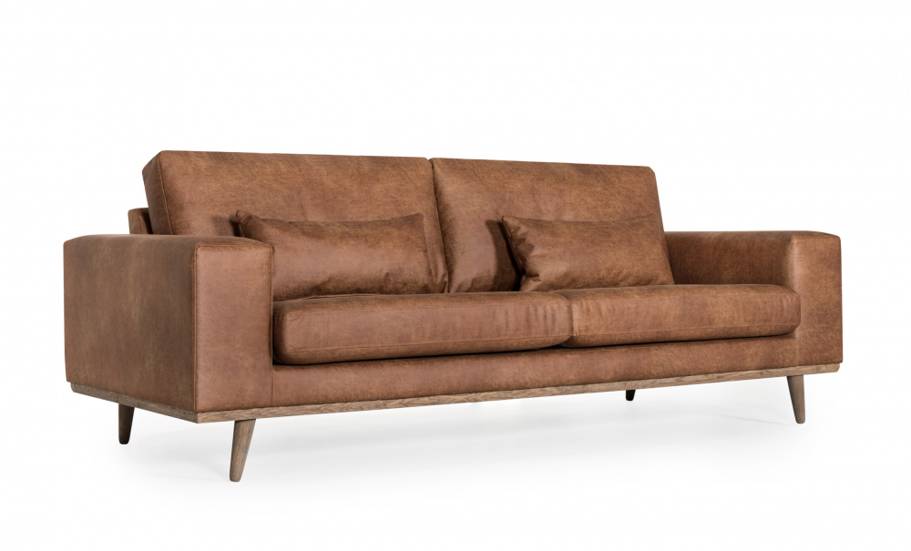 Stockholm Leather 3-sits Cognac i gruppen Vardagsrum / Soffor / 3-sits soffor hos SoffaDirekt.se (N-ST25SEZ4OL)