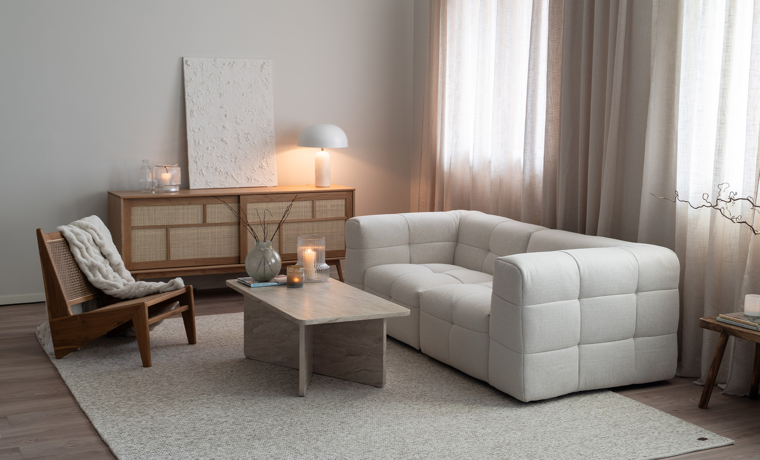 CATANIA Soffbord Cross 120 Beige